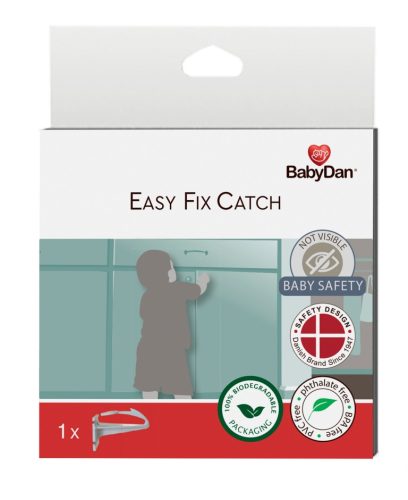 BabyDan Easy Fix Catch univerzális zár fiókhoz, szekrényajtóhoz, ragasztással, BIO
