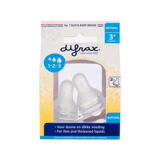 Difrax 1-2-3 Variflow Natural állíható szilikon cumi - 2 drb