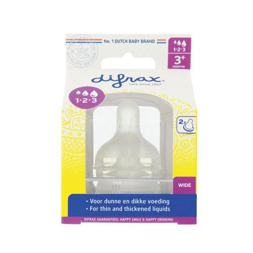 Difrax széles állítható szilikon cumi 1-2-3 Variflow Natural, 2 drb