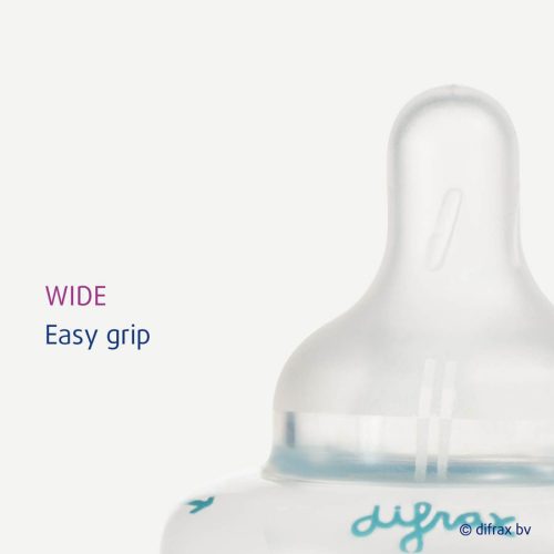 Szilikon cumi gyűrűvel a Difrax 1-2-3 Variflow széles cumisüveghez