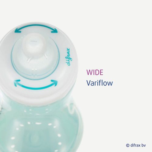 Szilikon cumi gyűrűvel a Difrax 1-2-3 Variflow széles cumisüveghez