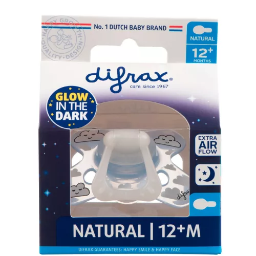 Difrax Sötétben világító cumi Natural 12+