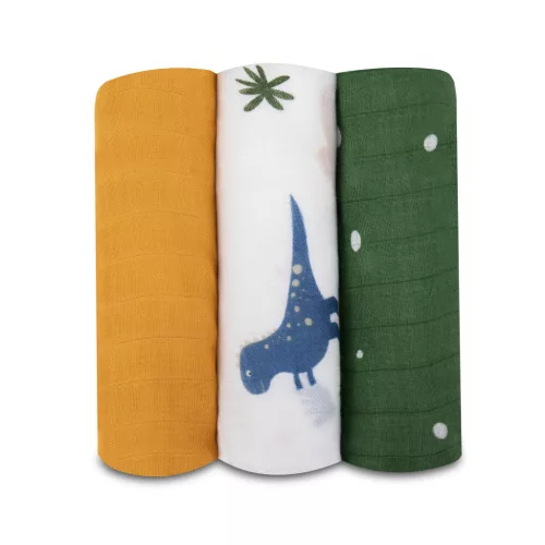 Lionelo Bamboo 3 db-os textilpelenka szett (70x70) - Dino
