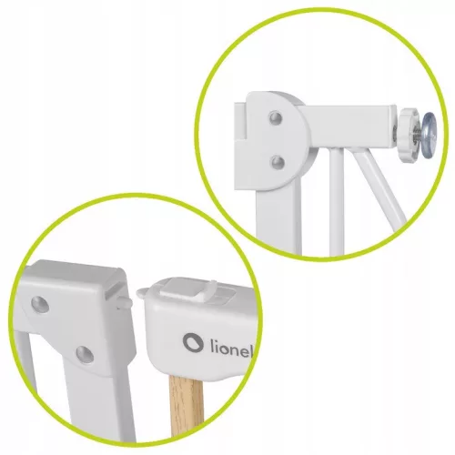 Lionelo Truus Slim biztonsági ajtórács - White Natural (75-105 cm) 2 db toldóval