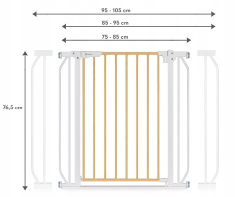 Lionelo Truus Slim biztonsági ajtórács - White Natural (75-105 cm) 2 db toldóval