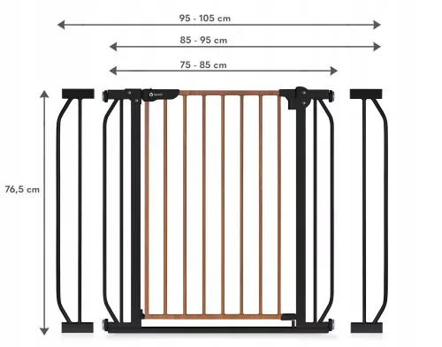 Lionelo Truus Slim biztonsági ajtórács - Carbon Natural (75-105 cm) 2 db toldóval