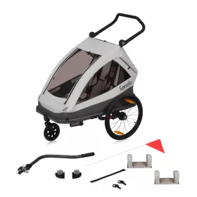   Lionelo Cama 2in1 kerékpár utánfutó és babakocsi - Grey Stone
