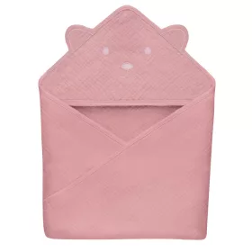 Lionelo Muszlin pamut kapucnis törölköző - Pink Baby