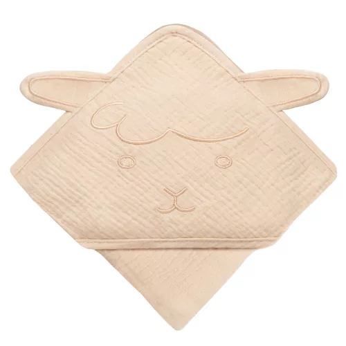 Lionelo Muszlin pamut kapucnis törölköző - Beige Sand
