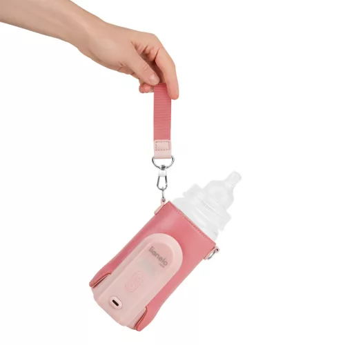Lionelo Thermup Go Evo hordozható cumisüveg-melegítő - Coral Pink