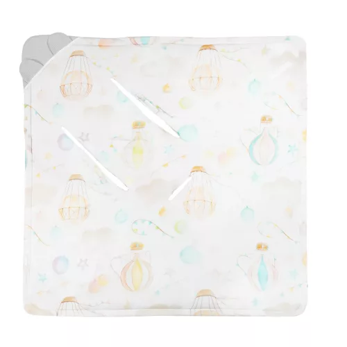 Lionelo Travel Swaddle autósülésbe való pólya, 90x90 cm - Grey Balloon