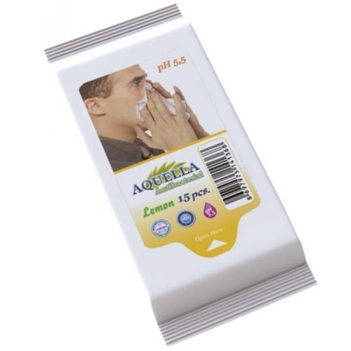 Aquella - Nedves törlőkendő, Antibacterial, Lemon, 15 db