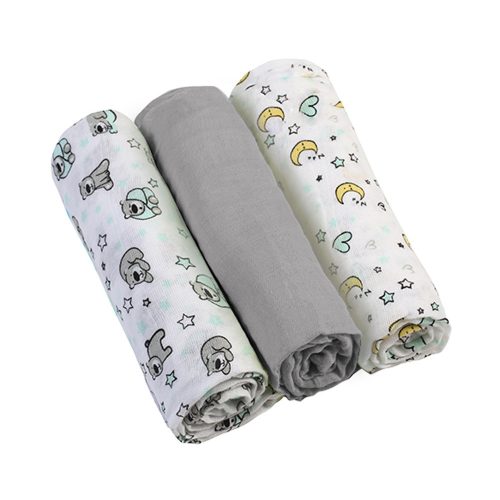 BabyOno textilpelenka színes 3db - szürke 348/01