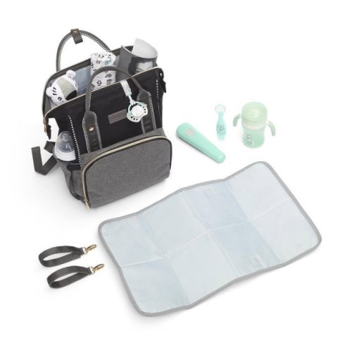 BabyOno Pelenkázótáska, OSLO STYLE, hátizsák, 30x40x16 cm, fekete/szürke, 1424/01