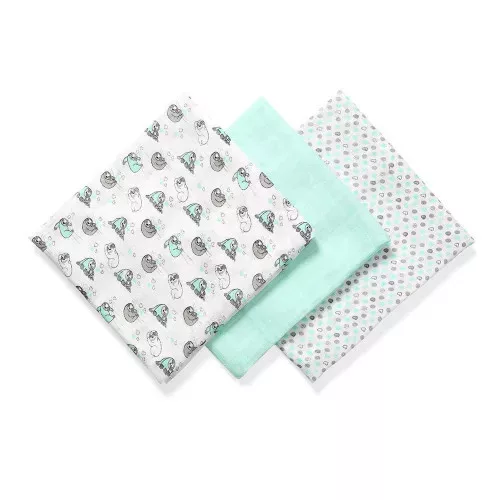 BabyOno Textilpelenka, színes, 3 db, bambusz, halványzöld, 397/04