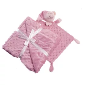   Gamberritos takaró plüss buborékos anyagú 80x110cm plüss szundikendővel maci - púderszínű