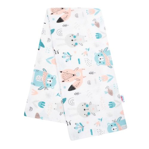 New Baby pelenka flanel Állatkák - fehér
