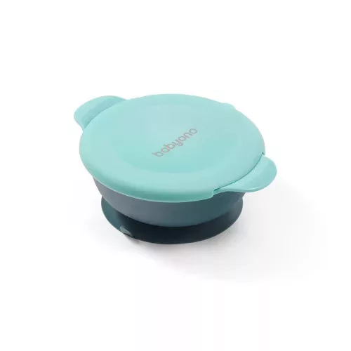 BabyOno Tányér, snack tartó, tapadó aljú, fedeles, 1078