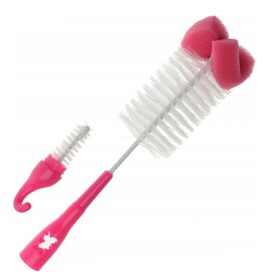 Akuku - Üveg és cumimosó kefe, szivacsos, pink