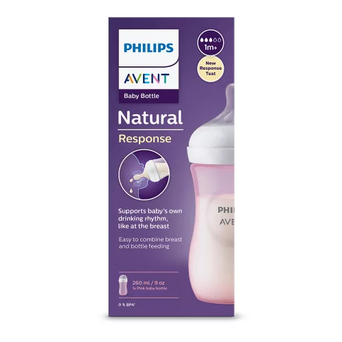 Philips AVENT Cumisüveg Natural Response 260ml - rózsaszín