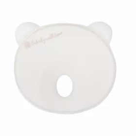   Kikkaboo laposfejűség elleni párna, memóriahabos, ergonomikus, Airknit - maci fehér