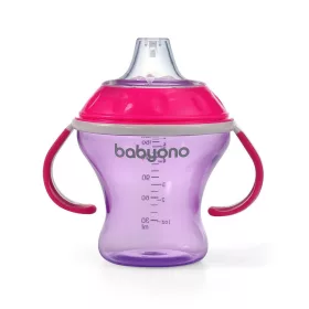   BabyOno Itatópohár, csöpögésmentes puha csőrrel, 3 hó, 180 ml, pink, 1456/02