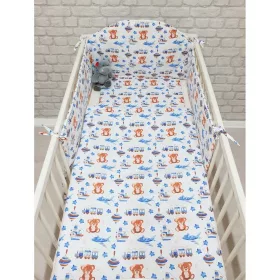   Pihe-Tex Ágynemű Pamut 3 részes 90x140 40x50cm Búgócsigás maci - kék 686