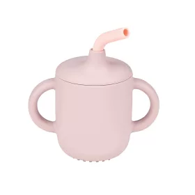 Nattou szívószálas itatópohár szilikon - pink