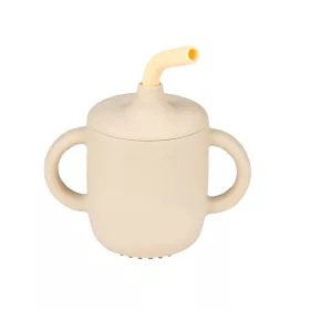 Nattou szívószálas itatópohár szilikon - homok