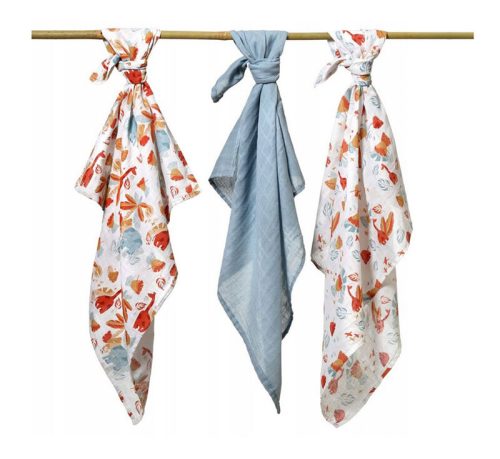 BabyOno Textilpelenka, színes, 3 db, acélkék, 348/07