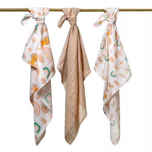 BabyOno Textilpelenka, színes, 3 db, bézs, 348/08