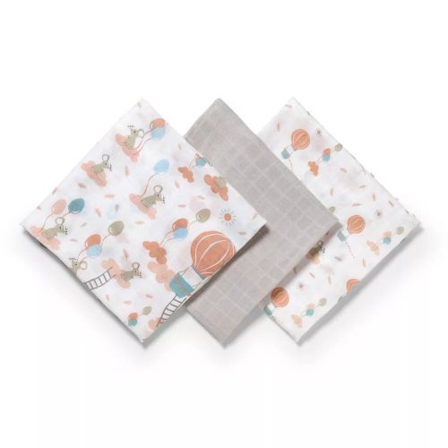 BabyOno Textilpelenka, színes, 3 db, bambusz, világosszürke, 397/09