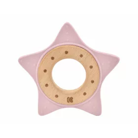 Kikkaboo szilikon és fa rágóka, Csillag - pink