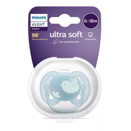 Philips AVENT Játszócumi Ultrasoft Premium 6-18hó 1db - kék