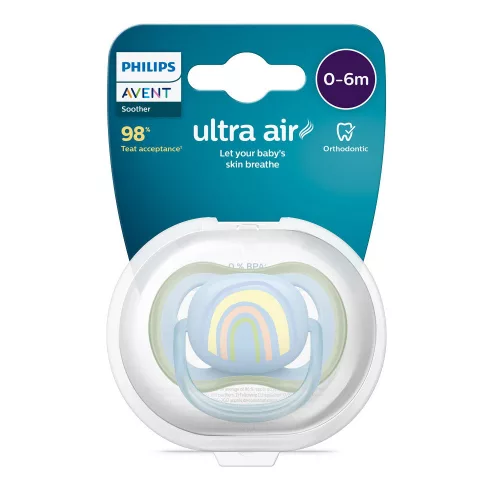 Philips AVENT Játszócumi ultra air 0-6hó - szivárványos 1db