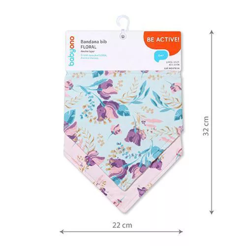 BabyOno Előke, háromszög, 2db, Floral, 879/16