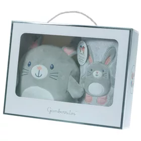   Gamberritos wellsoft takaró 80x110cm plüss játékkal - szürke/rózsaszín nyuszi 10757