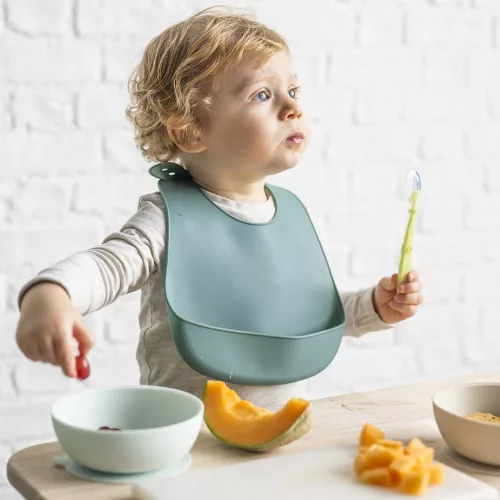 Nattou szilikon étkészlet 4 részes ivópohárral - zöld