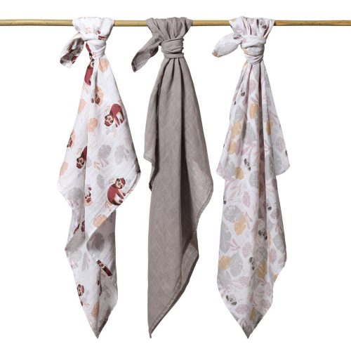 BabyOno textilpelenka színes 3db - szürke 348/10