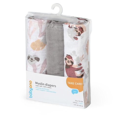 BabyOno textilpelenka színes 3db - szürke 348/10