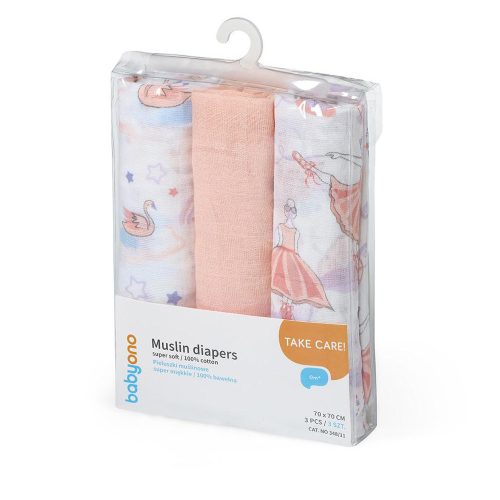 BabyOno Textilpelenka, színes, 3 db, rózsaszín, 348/11