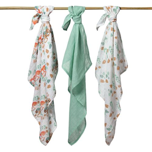 BabyOno textilpelenka színes 3db - zöld 348/12