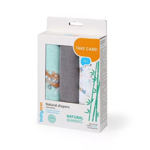 BabyOno bambusz textilpelenka színes 3db - szürke 397/10