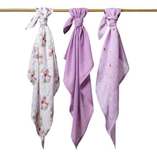 BabyOno Textilpelenka, színes, 3 db, bambusz, lila, 397/11