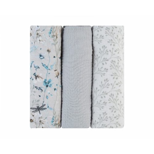 Kikkaboo 3 db muszlin kifogó, 100x100cm, Dreamy Fields - szürke