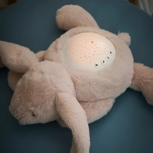 Nattou éjjeli fény projektor zenélő plüss nyuszi - beige