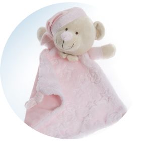   Gamberritos szundikendő plüss maci és csillagmintás hálósapkás maci - rózsaszín 10877