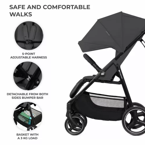 Kinderkraft Trig 3 sport babakocsi 22 kg-ig - Granite grey