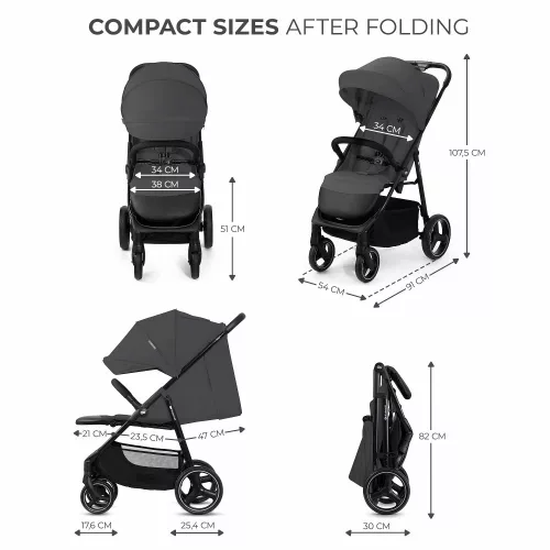 Kinderkraft Trig 3 sport babakocsi 22 kg-ig - Granite grey