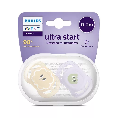 Philips AVENT Játszócumi Ultra Start 0-2hó lányos 2db - mintás